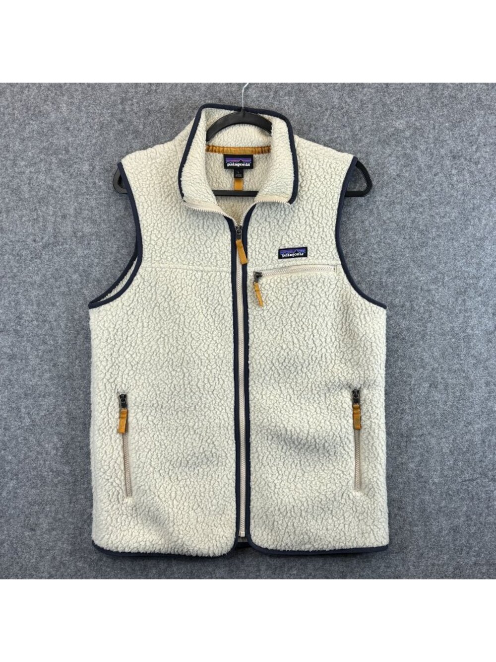 Patagonia Retro Pile Womens Large Vest White Sherpa Fleece w Zip Pockets
